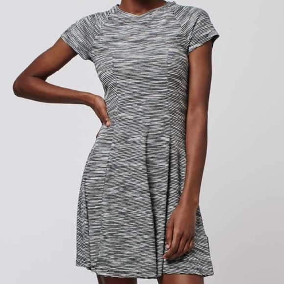 Topshop Green Striped Skater Stretch Dress - Picture 16 of 16